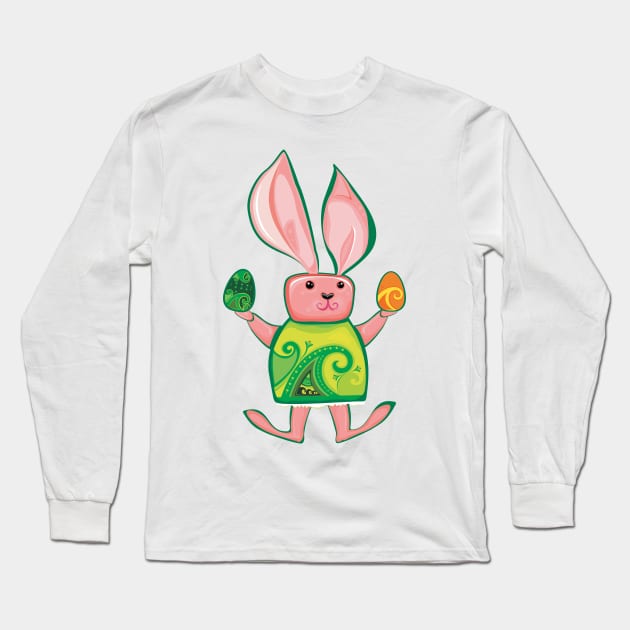 Easter Bunny with painted eggs Long Sleeve T-Shirt by lavdog